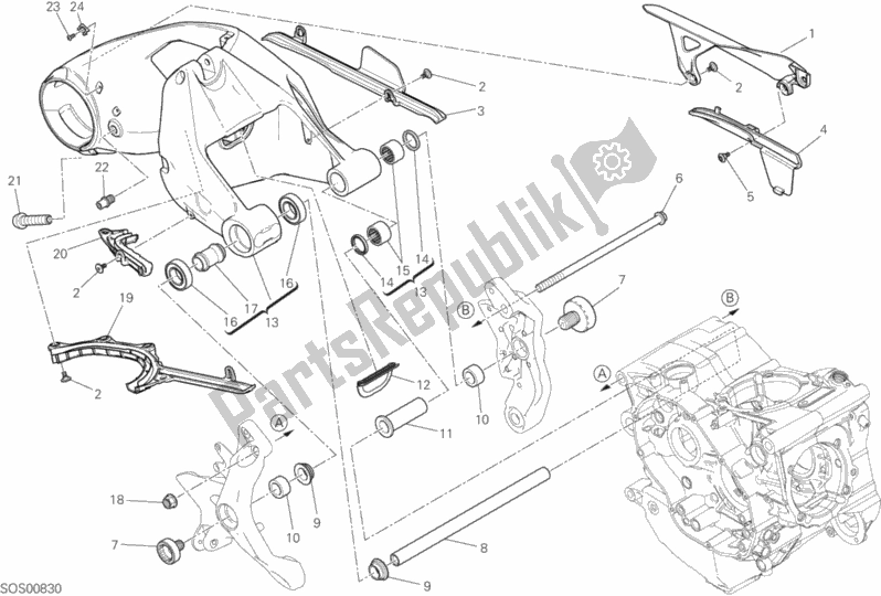 Toutes les pièces pour le Forcellone Posteriore du Ducati Monster 1200 USA 2018